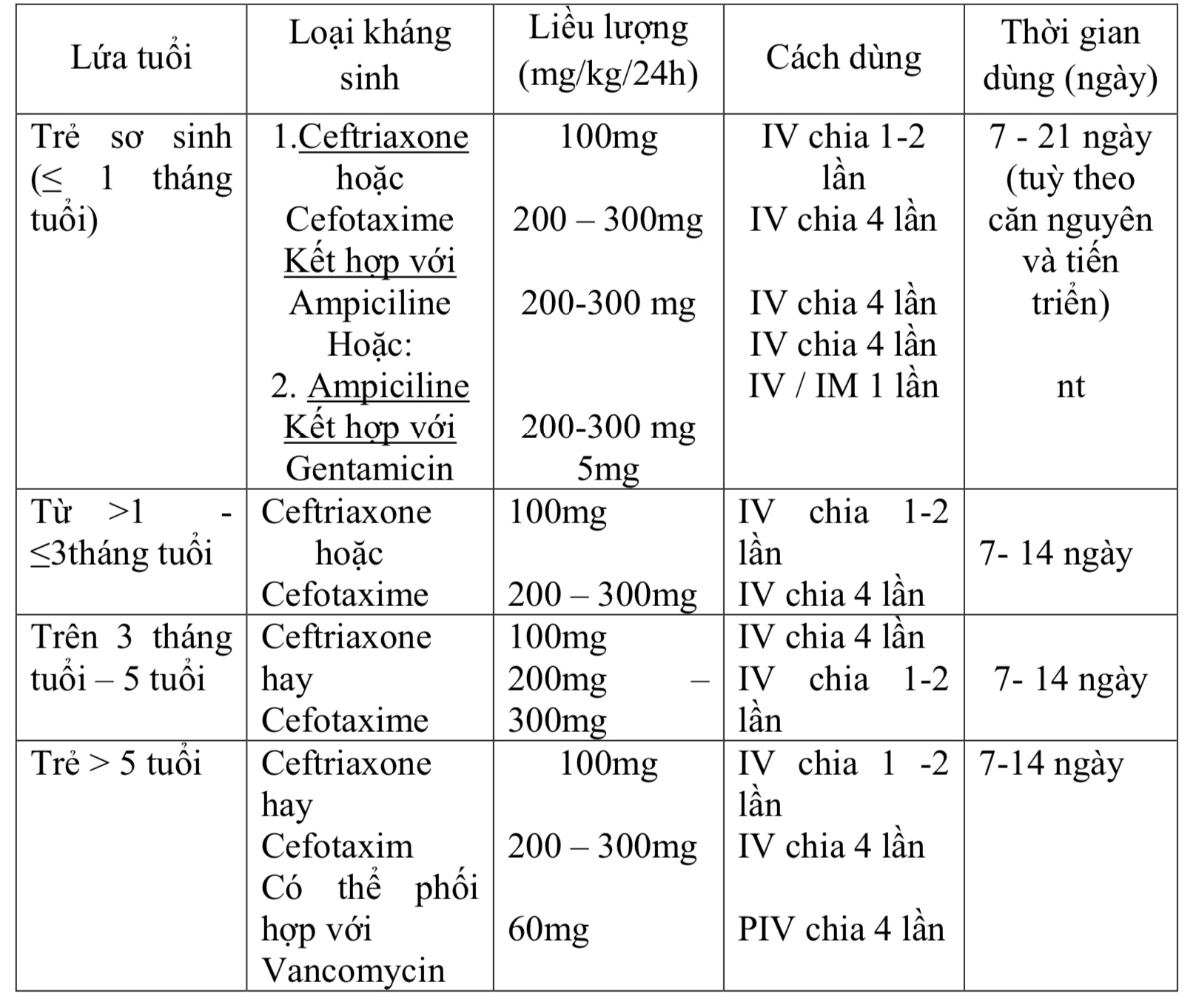 Liệu pháp kháng sinh điều trị viêm màng não mủ ở trẻ em khi chưa xác định căn nguyên